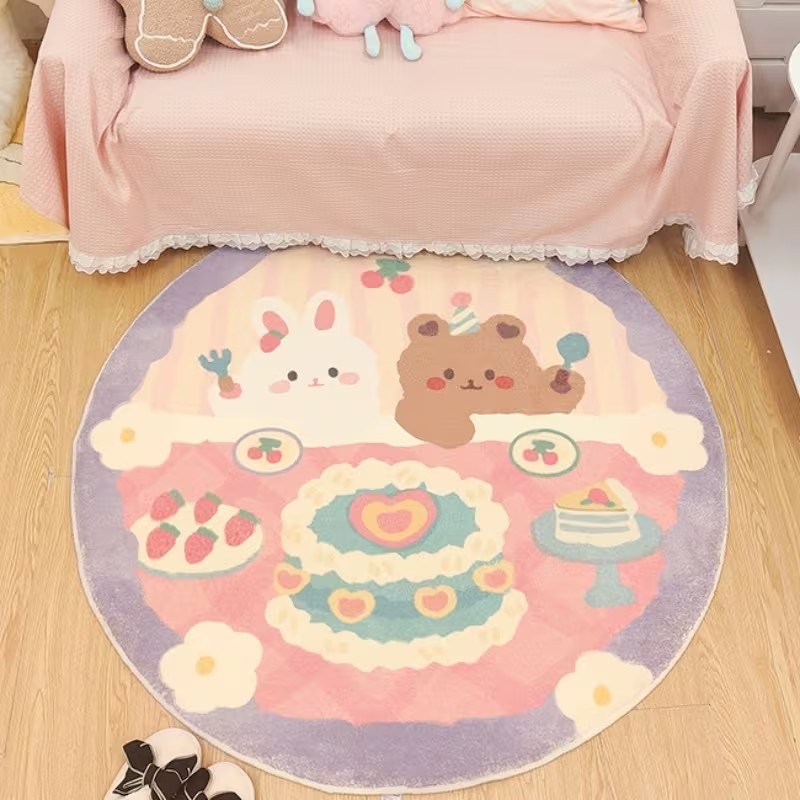 Commercial Printing Services - 귀여운 토끼 곰 케이크 프린트 라운드